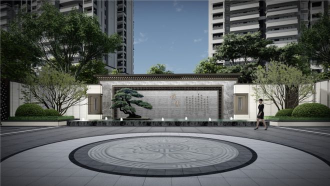 中式公园效果图设计——融合古典与现代打造独特园林空间(图1)