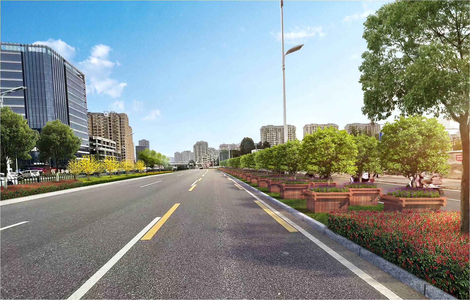 合肥市蒙城路沿线月底完成三孝口到北五里井沿路重现花园景观(图2)