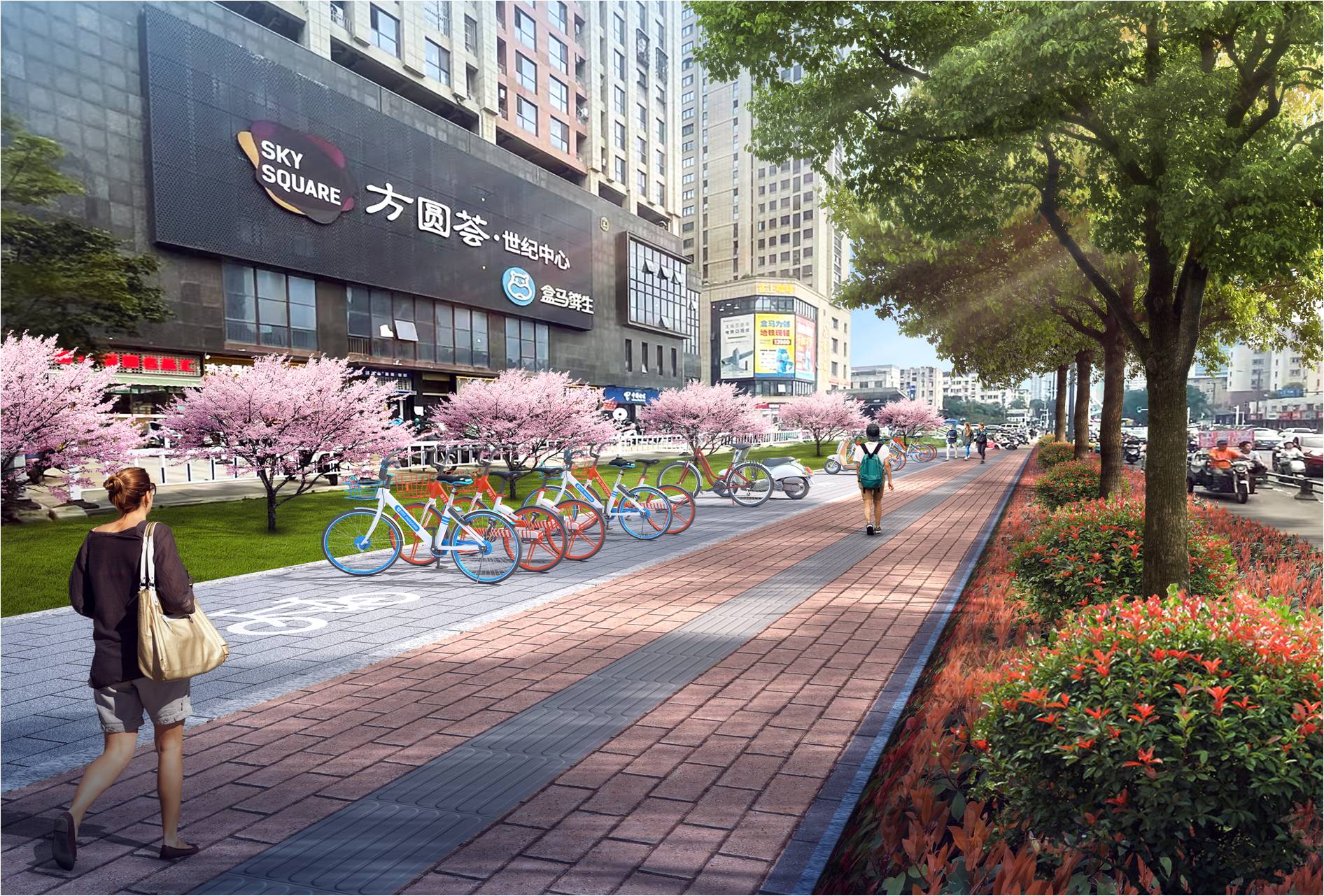 合肥市蒙城路沿线月底完成三孝口到北五里井沿路重现花园景观(图3)